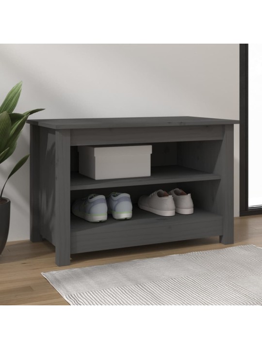 Lavice s botníkem šedá 70 x 38 x 45,5 cm masivní borovice