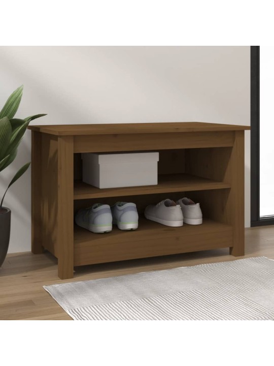 Lavice s botníkem medově hnědá 70x38x45,5 cm masivní borovice