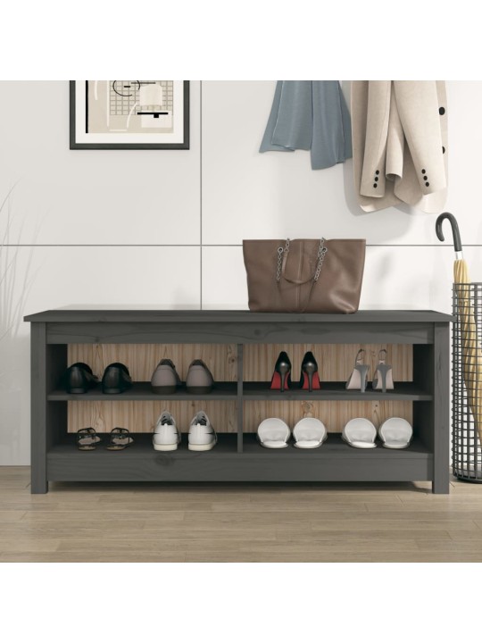 Lavice s botníkem šedá 110 x 38 x 45,5 cm masivní borovice