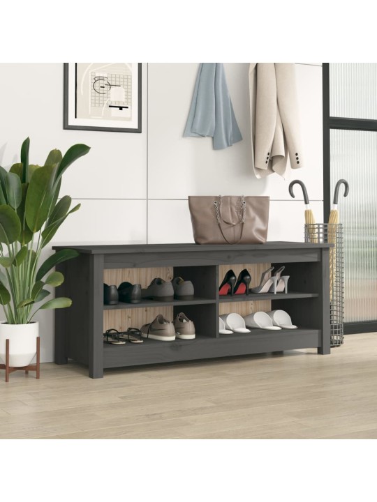 Lavice s botníkem šedá 110 x 38 x 45,5 cm masivní borovice