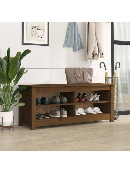 Lavice s botníkem medově hnědá 110x38x45,5 cm masivní borovice