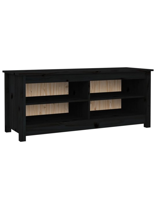 Lavice s botníkem černá 110 x 38 x 45,5 cm masivní borovice