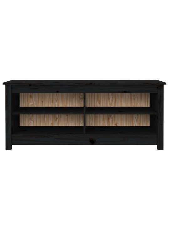 Lavice s botníkem černá 110 x 38 x 45,5 cm masivní borovice