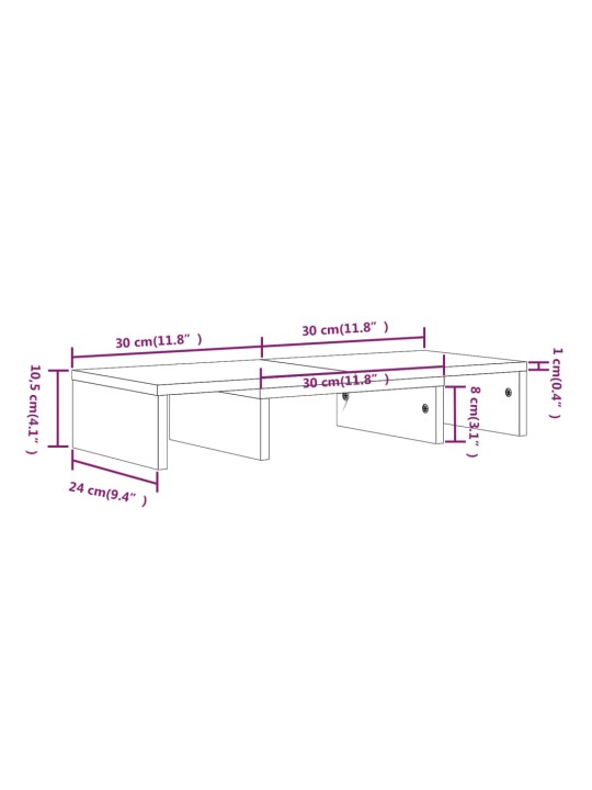 Stojan na monitor 60 x 24 x 10,5 cm masivní borové dřevo