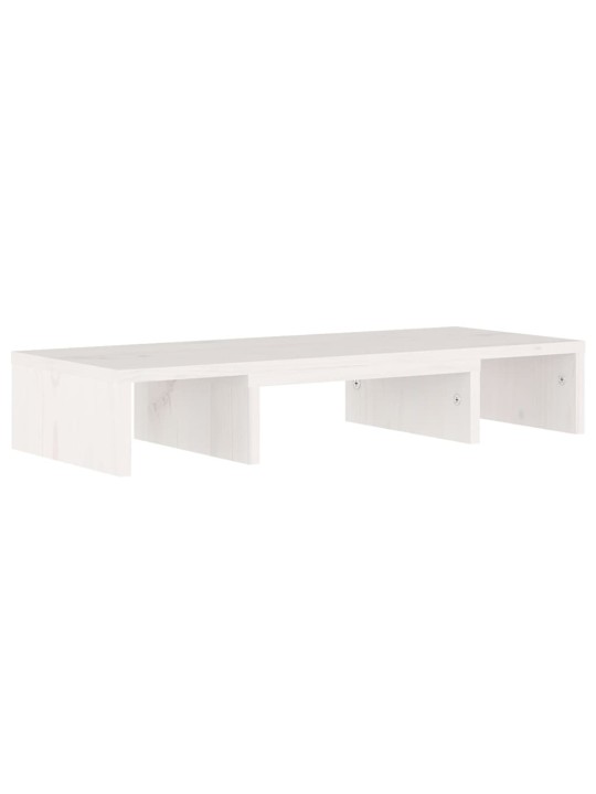 Stojan na monitor bílý 60 x 24 x 10,5 cm masivní borové dřevo