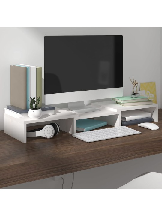 Stojan na monitor bílý 60 x 24 x 10,5 cm masivní borové dřevo