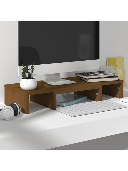 Stojan na monitor medově hnědý 60x24x10,5 cm masivní borovice