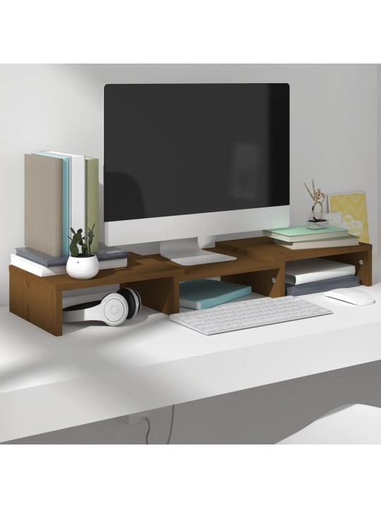 Stojan na monitor medově hnědý 60x24x10,5 cm masivní borovice
