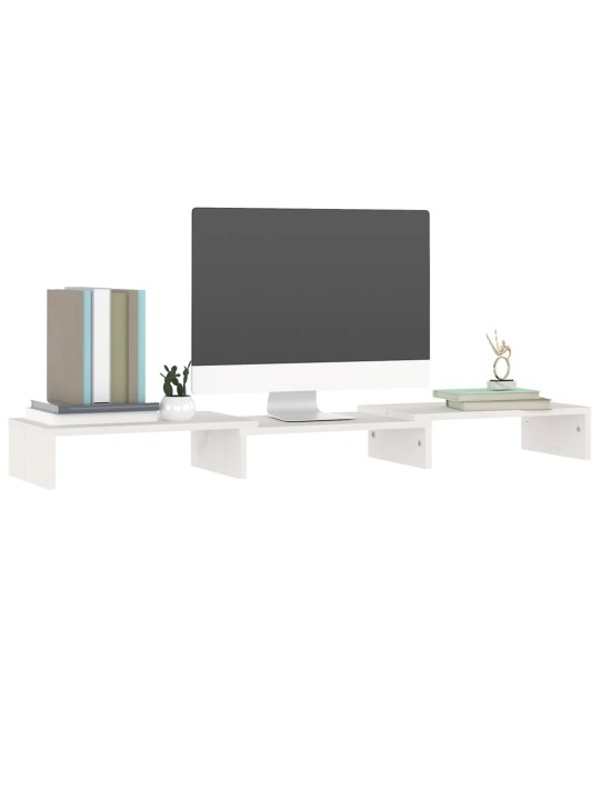 Stojan na monitor bílý 80 x 24 x 10,5 cm masivní borové dřevo