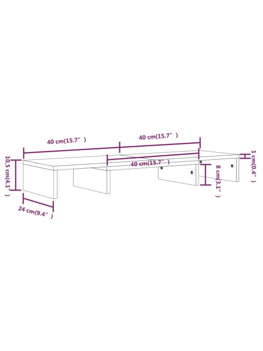 Stojan na monitor bílý 80 x 24 x 10,5 cm masivní borové dřevo