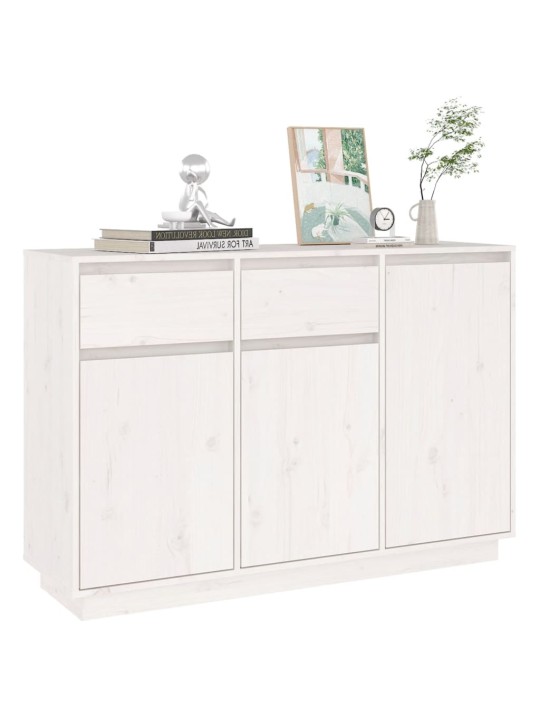 Příborník bílý 110 x 34 x 75 cm masivní borové dřevo
