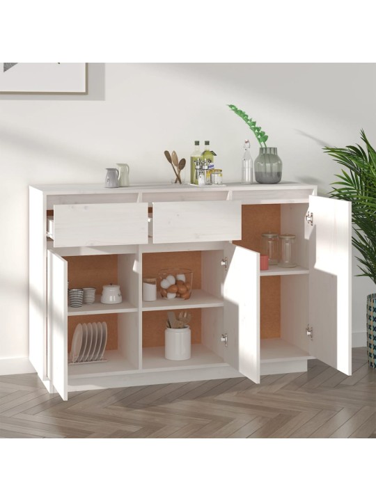 Příborník bílý 110 x 34 x 75 cm masivní borové dřevo