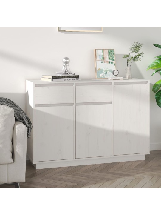 Příborník bílý 110 x 34 x 75 cm masivní borové dřevo