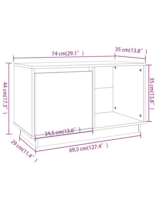 TV skříňka 74 x 35 x 44 cm masivní borové dřevo
