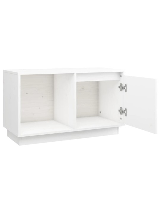 TV skříňka bílá 74 x 35 x 44 cm masivní borové dřevo