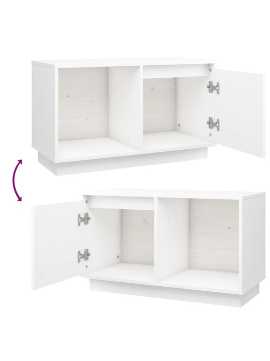 TV skříňka bílá 74 x 35 x 44 cm masivní borové dřevo