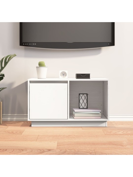 TV skříňka bílá 74 x 35 x 44 cm masivní borové dřevo