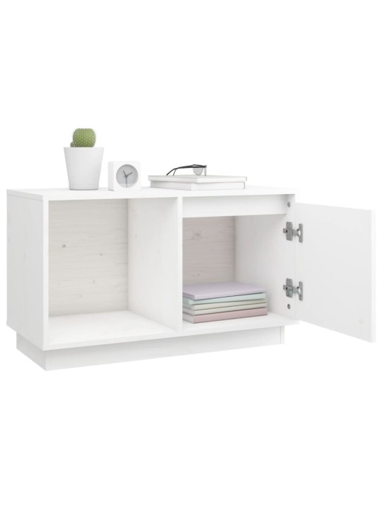 TV skříňka bílá 74 x 35 x 44 cm masivní borové dřevo