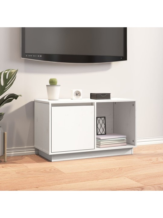 TV skříňka bílá 74 x 35 x 44 cm masivní borové dřevo