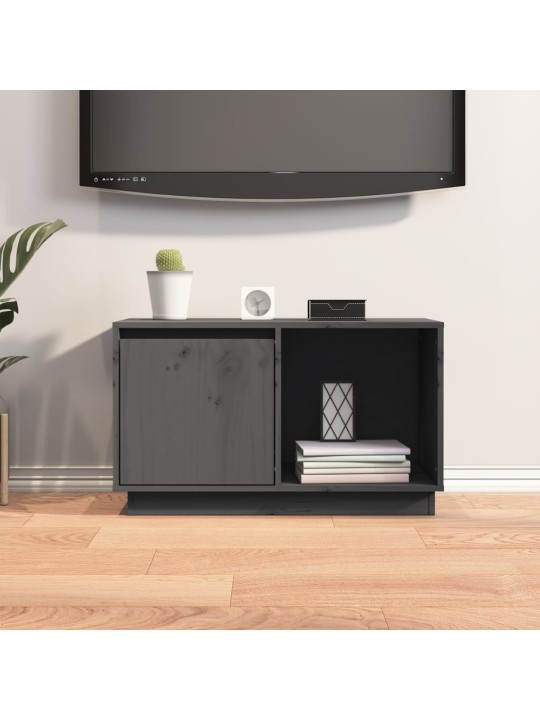 TV skříňka šedá 74 x 35 x 44 cm masivní borové dřevo