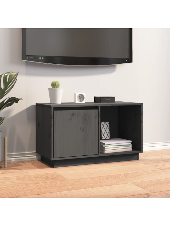 TV skříňka šedá 74 x 35 x 44 cm masivní borové dřevo