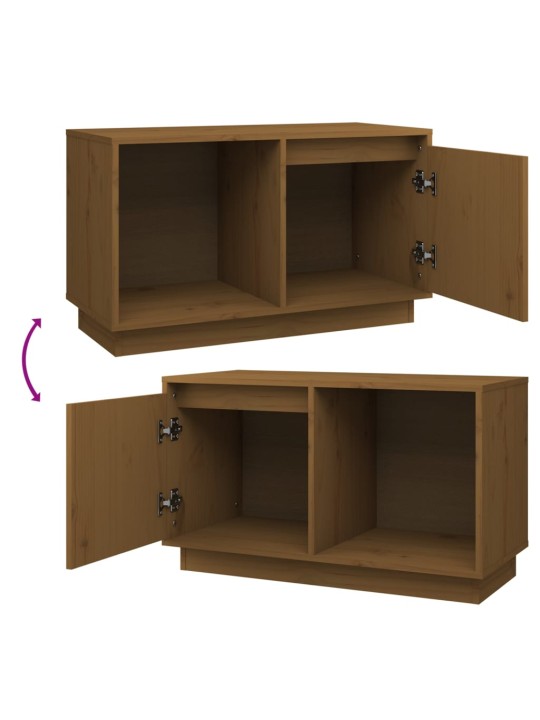 TV skříňka medově hnědá 74 x 35 x 44 cm masivní borové dřevo