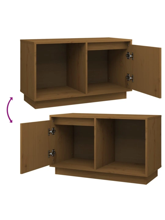 TV skříňka medově hnědá 74 x 35 x 44 cm masivní borové dřevo