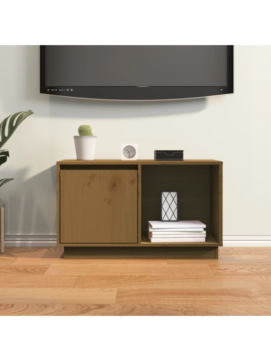 TV skříňka medově hnědá 74 x 35 x 44 cm masivní borové dřevo