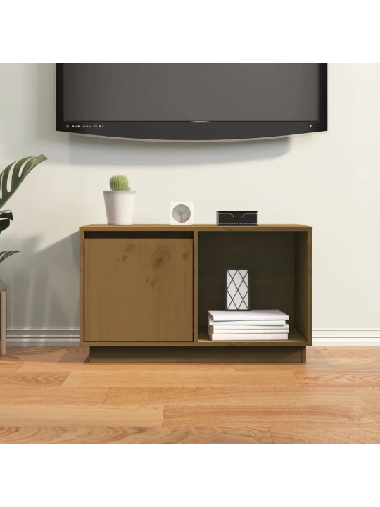 TV skříňka medově hnědá 74 x 35 x 44 cm masivní borové dřevo