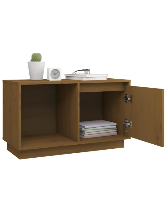 TV skříňka medově hnědá 74 x 35 x 44 cm masivní borové dřevo