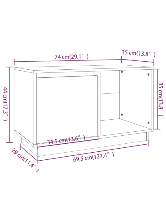TV skříňka medově hnědá 74 x 35 x 44 cm masivní borové dřevo