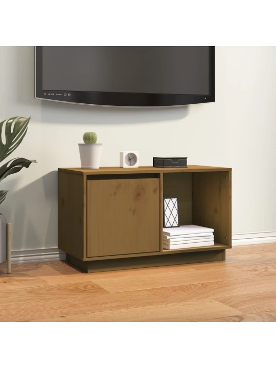 TV skříňka medově hnědá 74 x 35 x 44 cm masivní borové dřevo