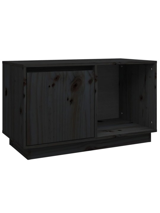 TV skříňka černá 74 x 35 x 44 cm masivní borové dřevo