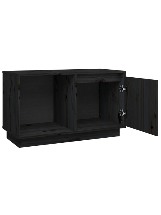 TV skříňka černá 74 x 35 x 44 cm masivní borové dřevo