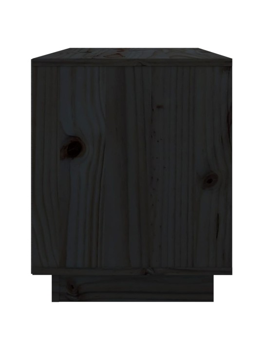 TV skříňka černá 74 x 35 x 44 cm masivní borové dřevo