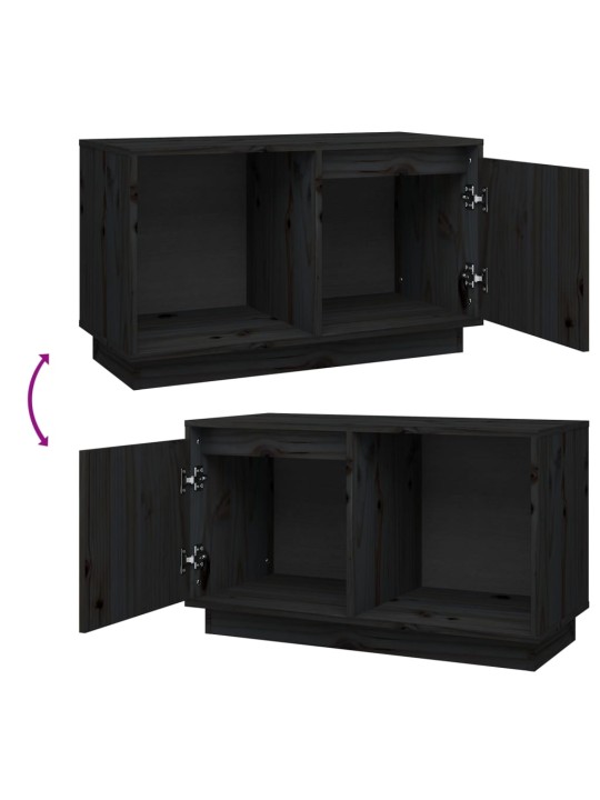 TV skříňka černá 74 x 35 x 44 cm masivní borové dřevo