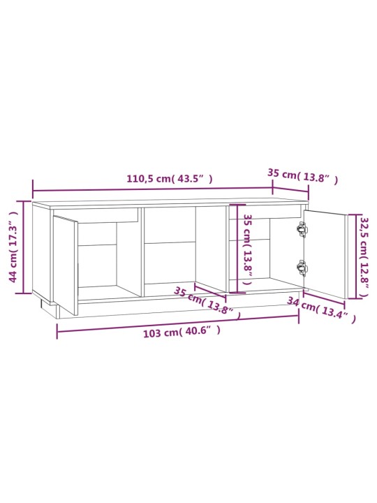 TV skříňka 110,5 x 35 x 44 cm masivní borové dřevo