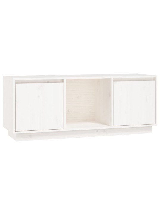 TV skříňka bílá 110,5 x 35 x 44 cm masivní borové dřevo