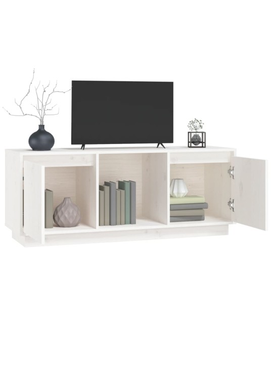 TV skříňka bílá 110,5 x 35 x 44 cm masivní borové dřevo