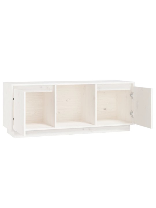 TV skříňka bílá 110,5 x 35 x 44 cm masivní borové dřevo