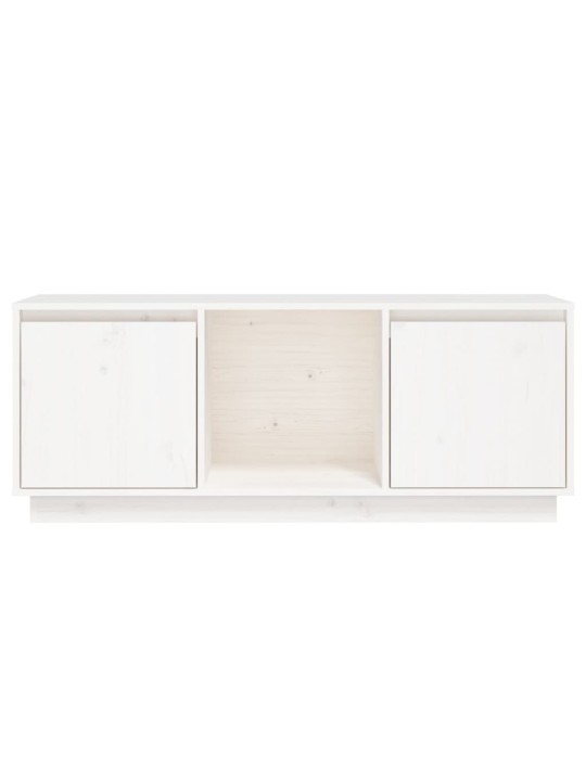 TV skříňka bílá 110,5 x 35 x 44 cm masivní borové dřevo