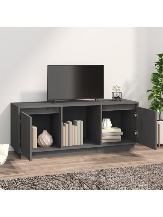 TV skříňka šedá 110,5 x 35 x 44 cm masivní borové dřevo