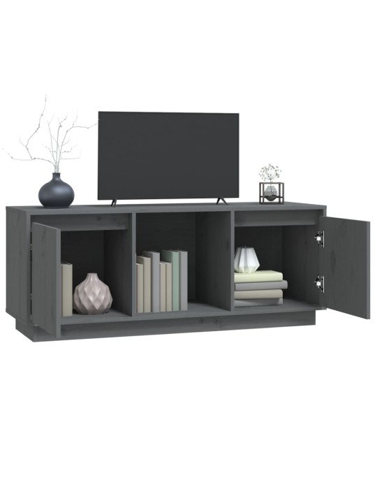 TV skříňka šedá 110,5 x 35 x 44 cm masivní borové dřevo