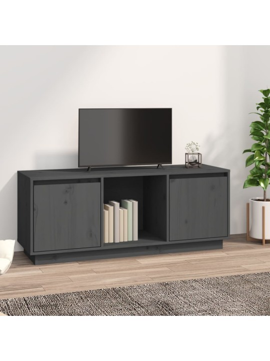 TV skříňka šedá 110,5 x 35 x 44 cm masivní borové dřevo