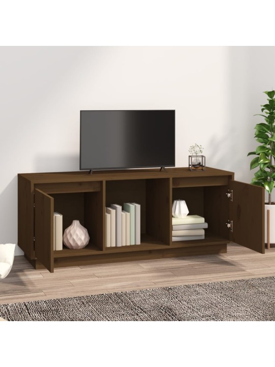 TV skříňka medově hnědá 110,5 x 35 x 44 cm masivní borové dřevo