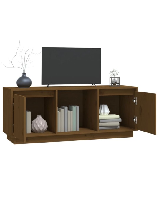TV skříňka medově hnědá 110,5 x 35 x 44 cm masivní borové dřevo