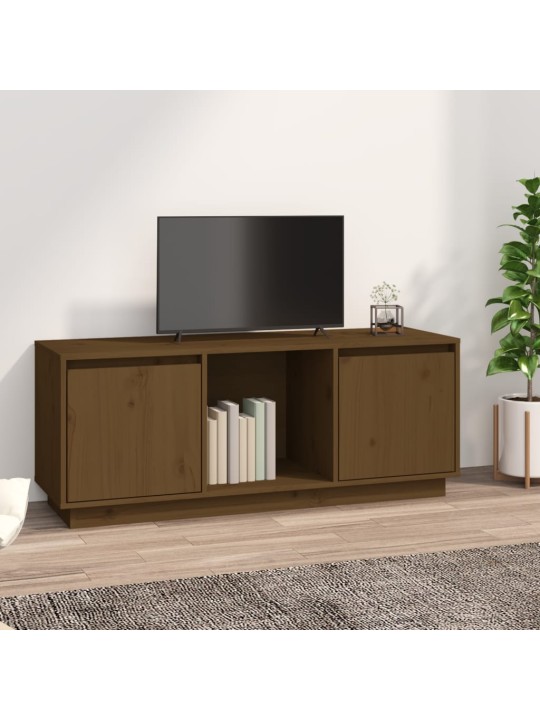 TV skříňka medově hnědá 110,5 x 35 x 44 cm masivní borové dřevo