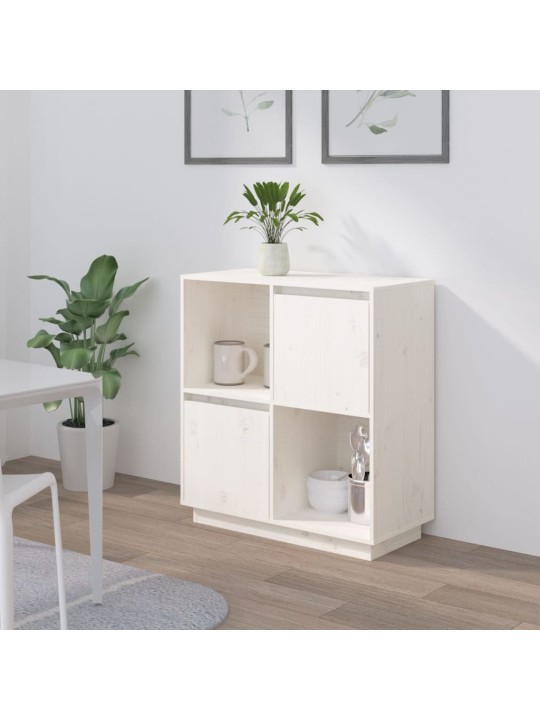 Příborník bílý 74 x 35 x 80 cm masivní borové dřevo