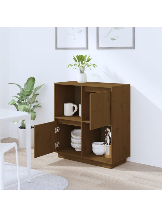 Příborník medově hnědý 74 x 35 x 80 cm masivní borové dřevo