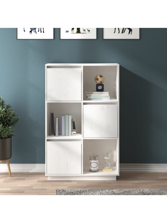 Komoda bílá 74 x 35 x 117 cm masivní borové dřevo